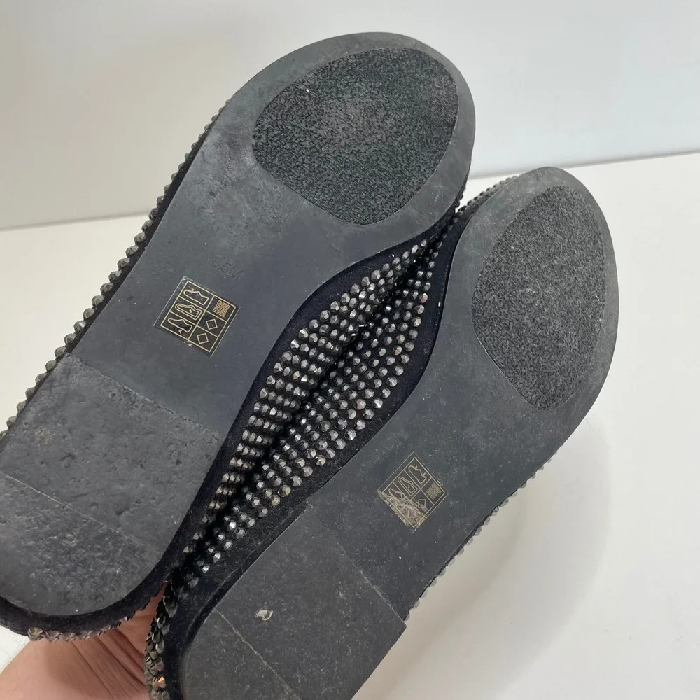 Steve Madden Womens Black Rhinestone Loafers Sparkle Flat 8.5 MJ Michael Jackson